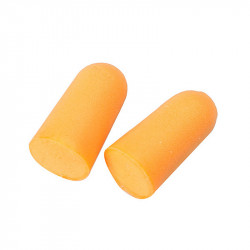 Ohrstöpsel aus orangefarbenem Schaumstoff