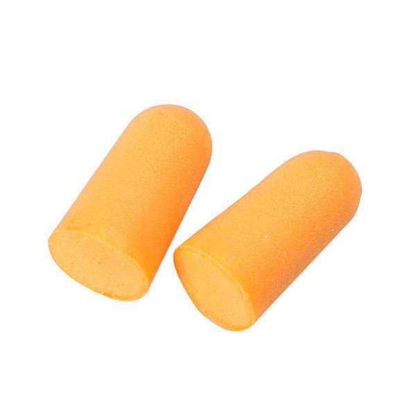 Ohrstöpsel aus orangefarbenem Schaumstoff
